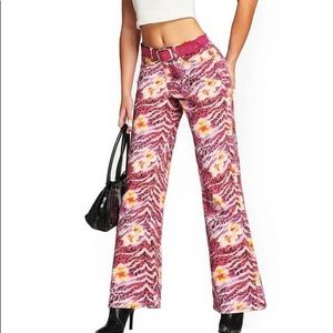 I.AM.GIA hibiscus printed wide leg jeans WITHOUT belt